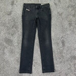 Diesel Faithlegg Regular Straight Leg Fit Black Denim Stretch Jeans Womens 27x32